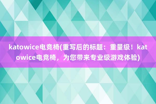 katowice电竞椅(重写后的标题：重量级！katowice电竞椅，为您带来专业级游戏体验)