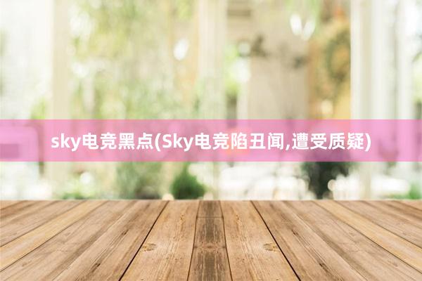 sky电竞黑点(Sky电竞陷丑闻，遭受质疑)