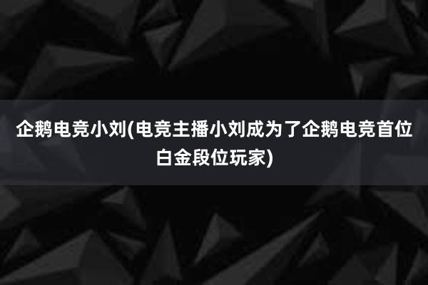 企鹅电竞小刘(电竞主播小刘成为了企鹅电竞首位白金段位玩家)