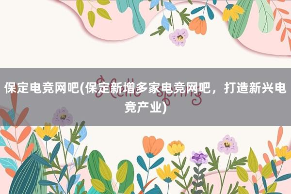 保定电竞网吧(保定新增多家电竞网吧，打造新兴电竞产业)