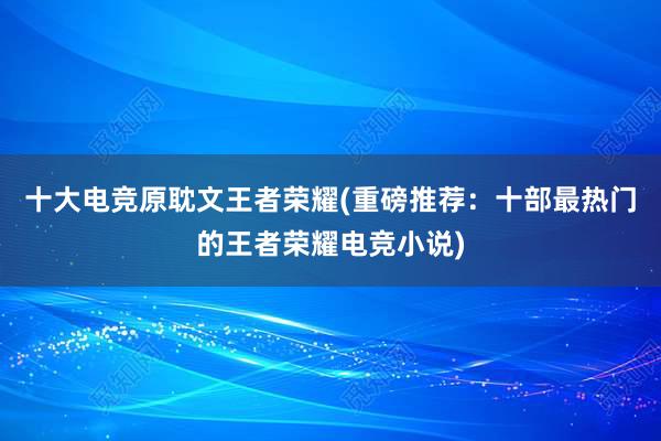 十大电竞原耽文王者荣耀(重磅推荐：十部最热门的王者荣耀电竞小说)