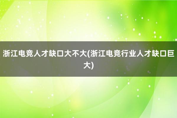 浙江电竞人才缺口大不大(浙江电竞行业人才缺口巨大)