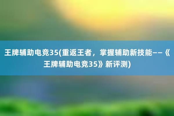 王牌辅助电竞35(重返王者，掌握辅助新技能——《王牌辅助电竞35》新评测)