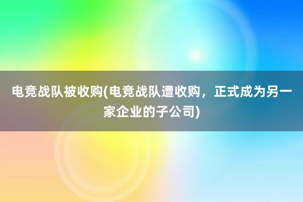 电竞战队被收购(电竞战队遭收购，正式成为另一家企业的子公司)