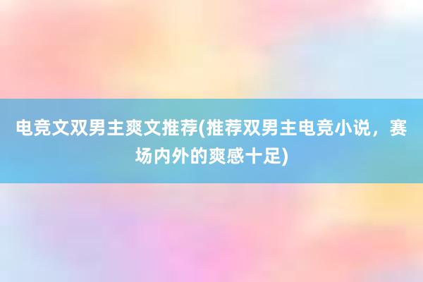 电竞文双男主爽文推荐(推荐双男主电竞小说，赛场内外的爽感十足)