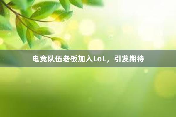 电竞队伍老板加入LoL，引发期待