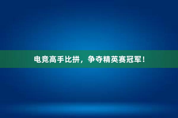 电竞高手比拼，争夺精英赛冠军！