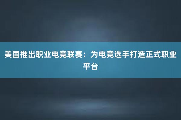 美国推出职业电竞联赛：为电竞选手打造正式职业平台