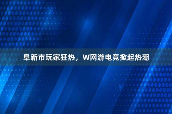 阜新市玩家狂热，W网游电竞掀起热潮